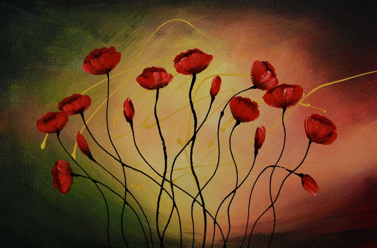 Handgemaltes Ölgemälde (Natur-Schönheiten) - "Tulips in Dawn" (ohne Rahmen)