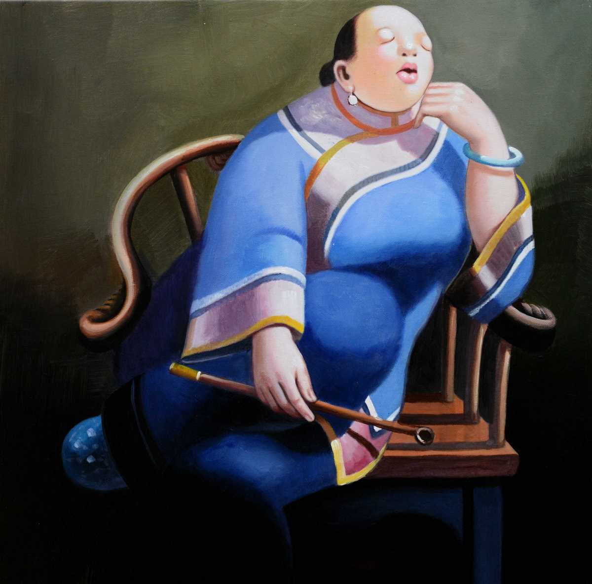 Handgemaltes Ölgemälde (Portraits) - "Leisure Lady 2"