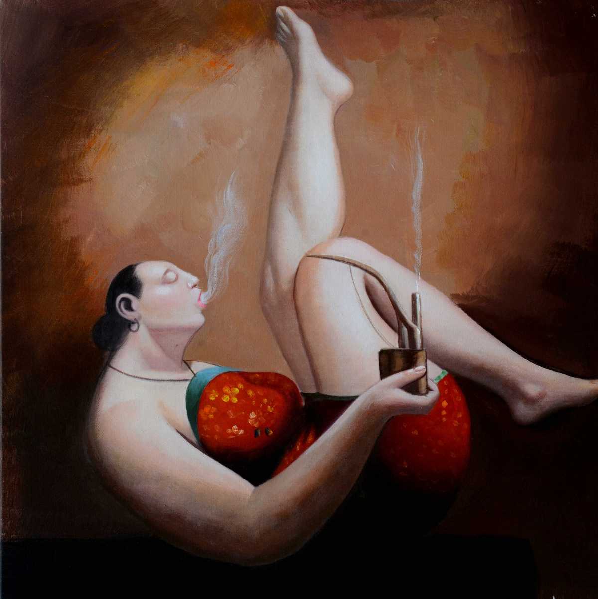 Handgemaltes Ölgemälde (Portraits) - "Leisure Lady 3"