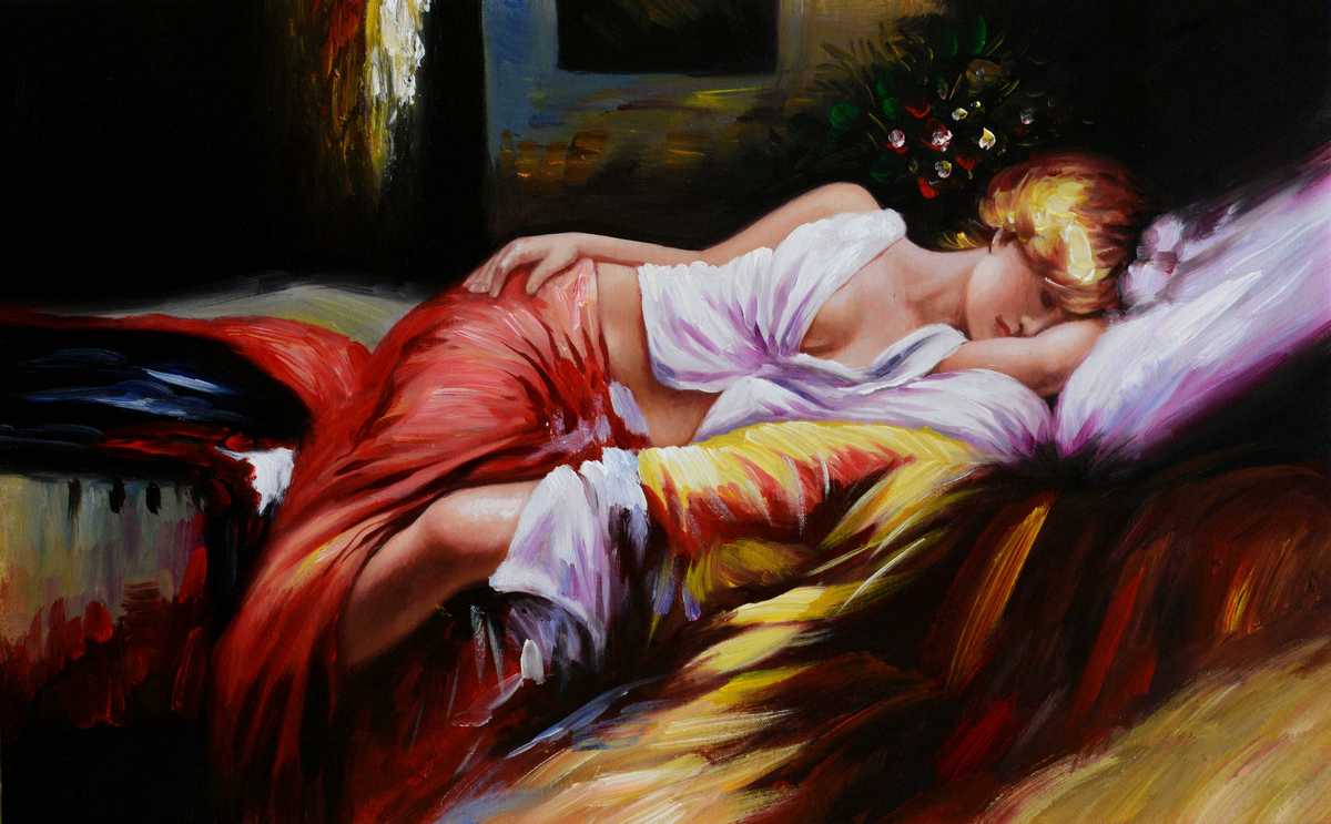 Handgemaltes Ölgemälde (Portraits) - "Sleeping Beauty"