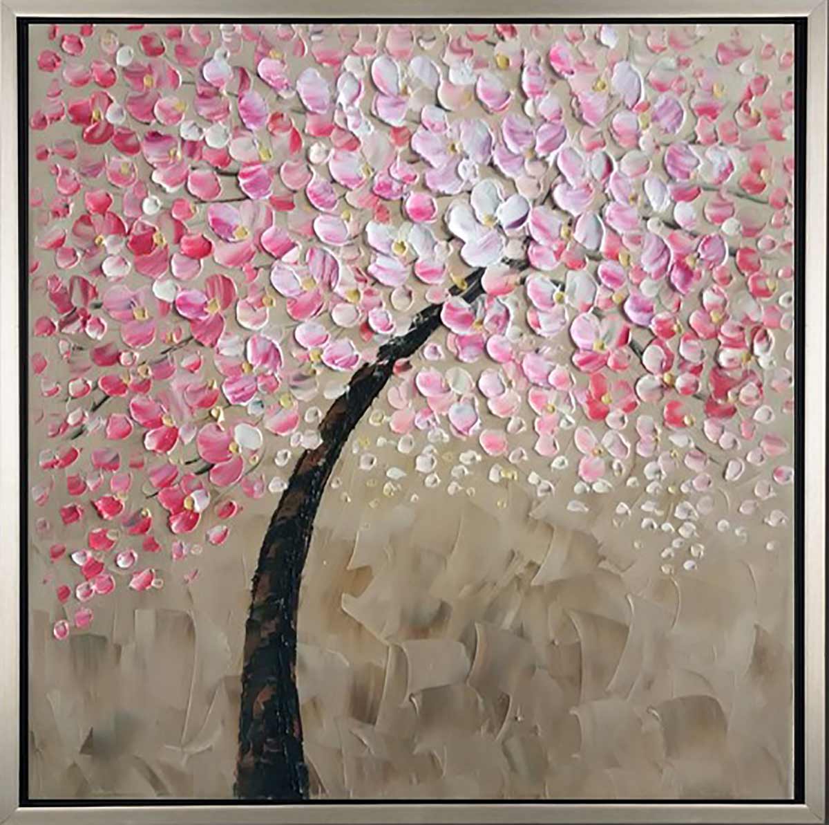 Handgemaltes Ölgemälde (Natur-Schönheiten) - "Cherry Blossom" (mit silbernem Rahmen)