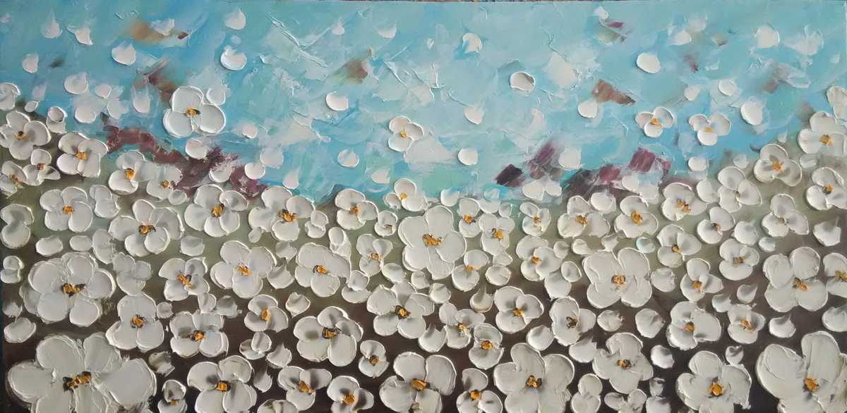 Handgemaltes Ölgemälde (Natur-Schönheiten) - "White Meadow"