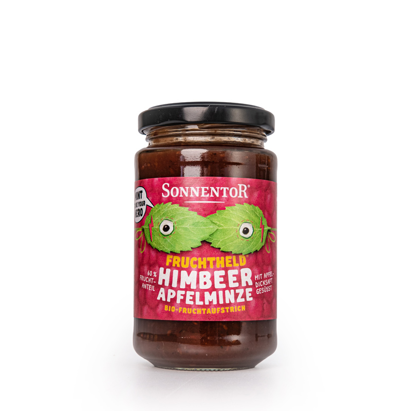 Himbeere mit Apfelminze Fruchtaufstrich 250g – Bio-Brotaufstrich mit 60% Fruchtanteil