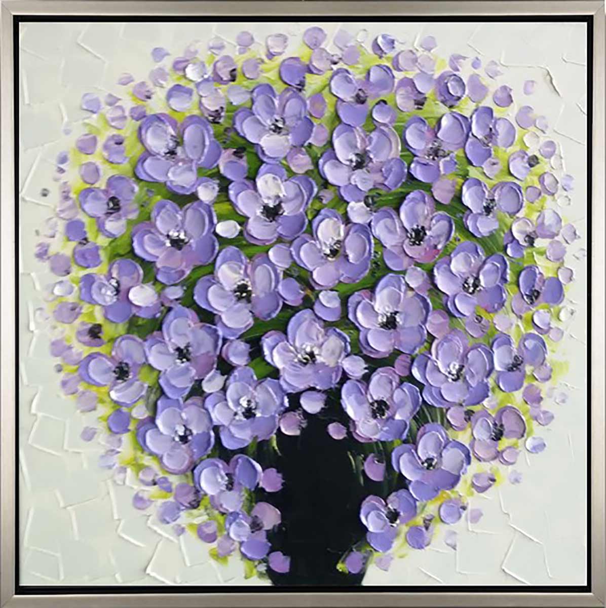 Handgemaltes Ölgemälde (Natur-Schönheiten) - "Purple Flowers" (mit silbernem Rahmen)