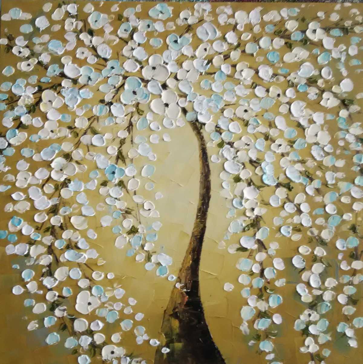 Handgemaltes Ölgemälde (Natur-Schönheiten) - "Silver Blossoms" (ohne Rahmen)