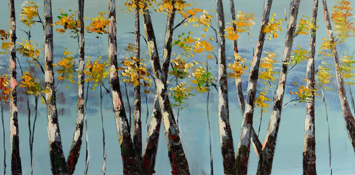 Handgemaltes Ölgemälde (Landschaften) - "Birch Trees" (ohne Rahmen)