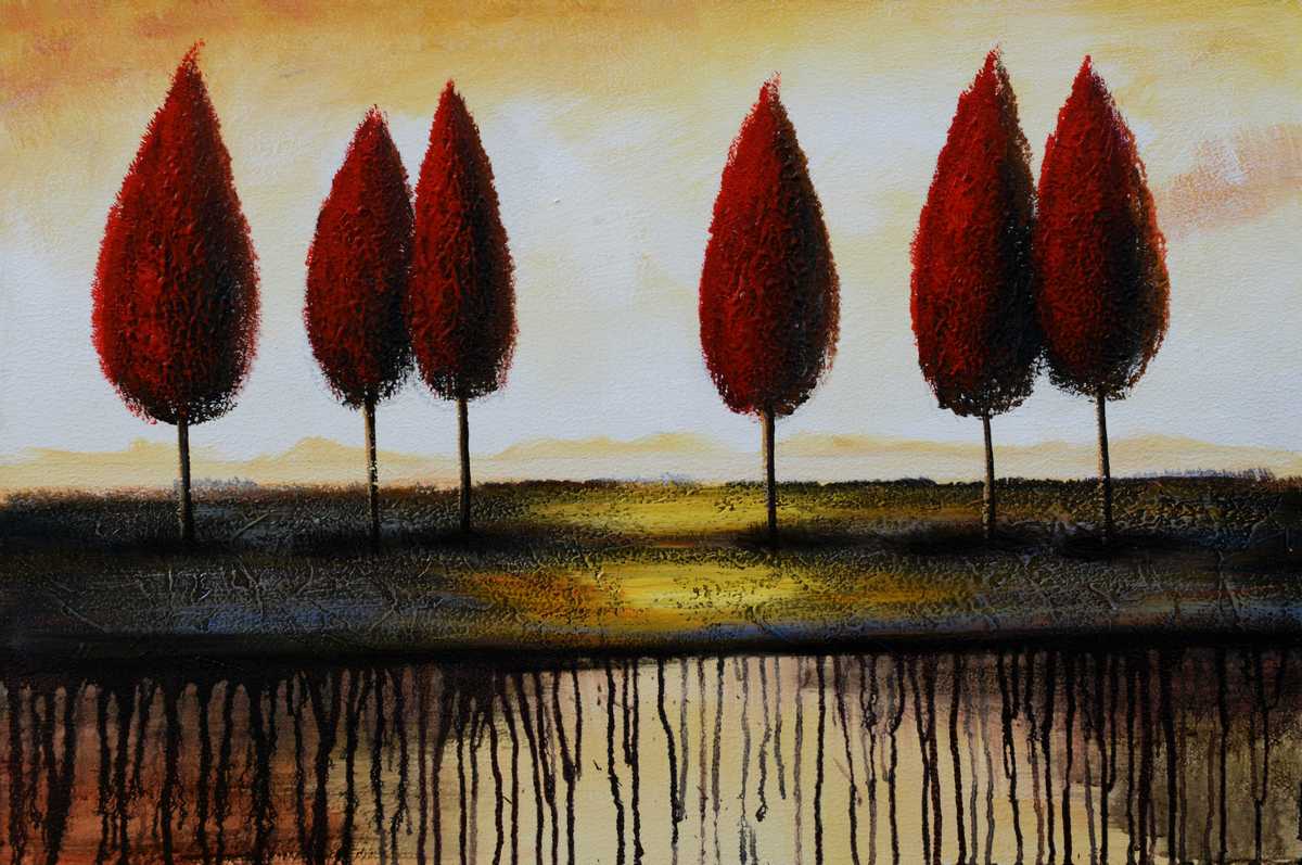 Handgemaltes Ölgemälde (Landschaften) - "By the Lake 2" (ohne Rahmen)