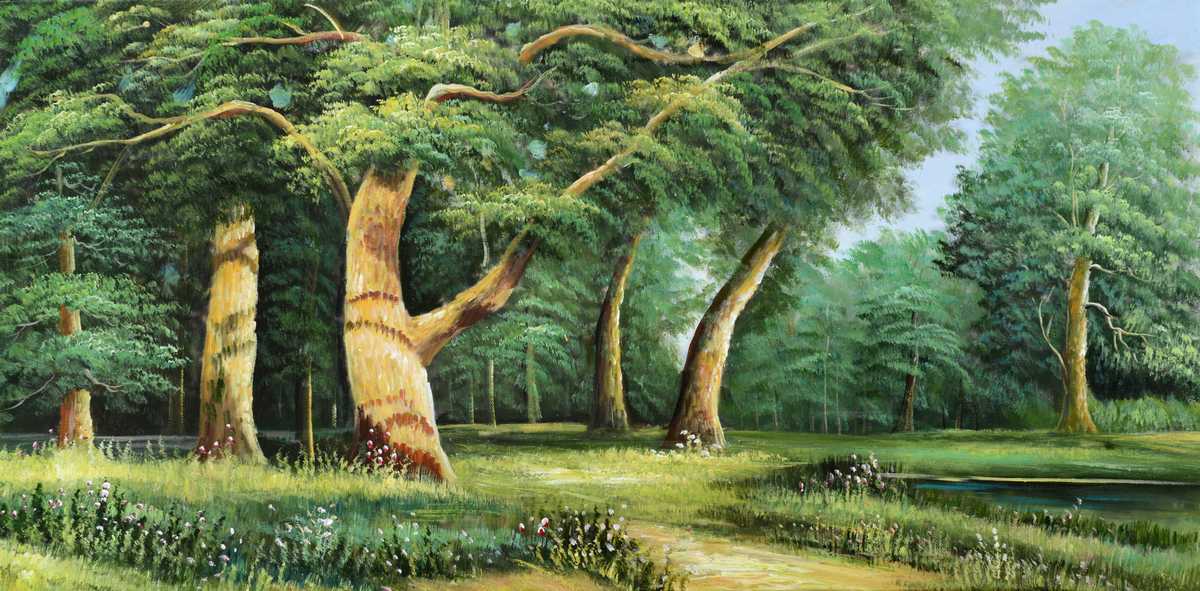 Handgemaltes Ölgemälde (Landschaften) - "Green Forest" (ohne Rahmen)