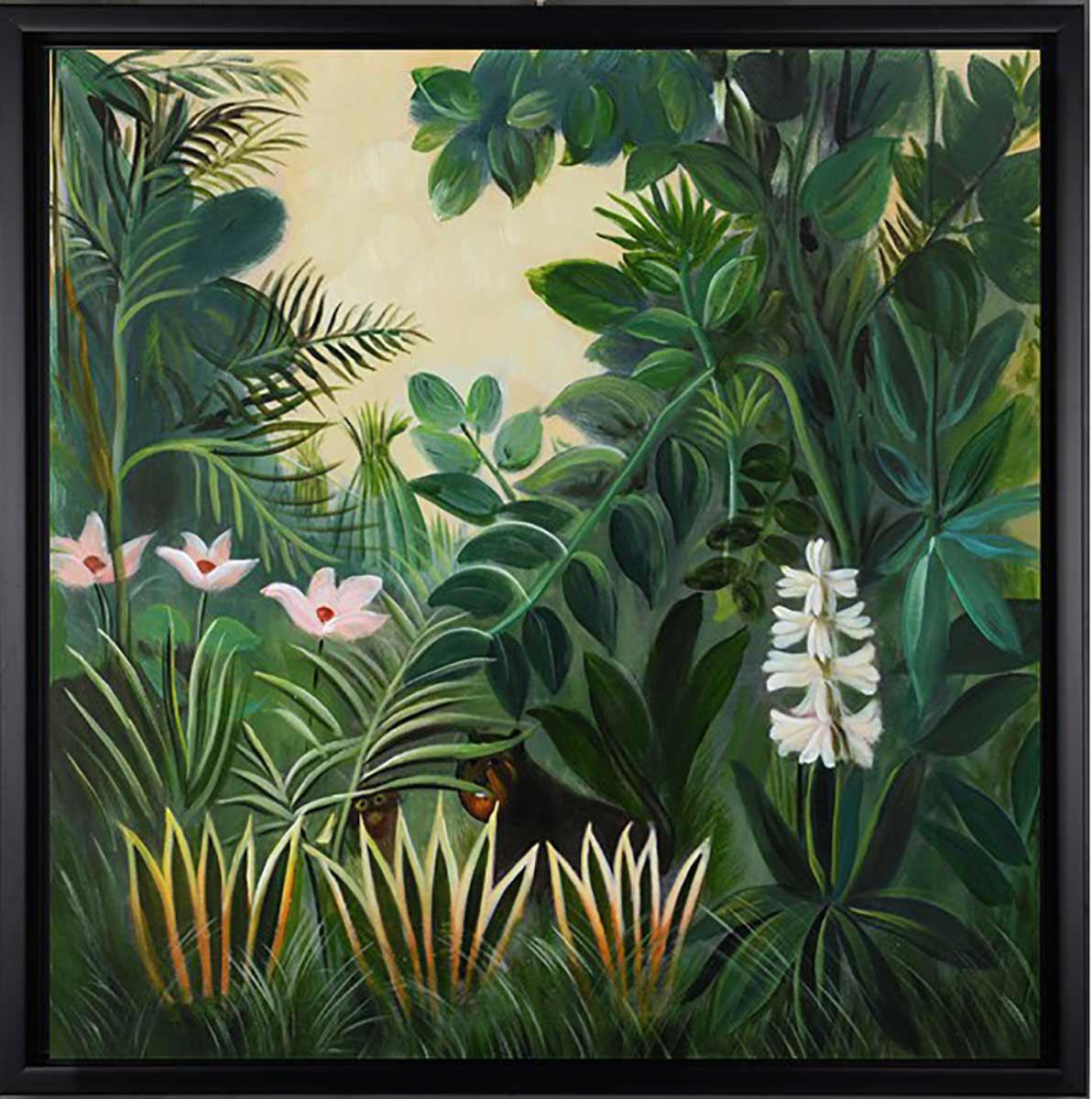 Handgemaltes Ölgemälde (Landschaften) - "Flora and Fauna" (mit schwarzem Rahmen)
