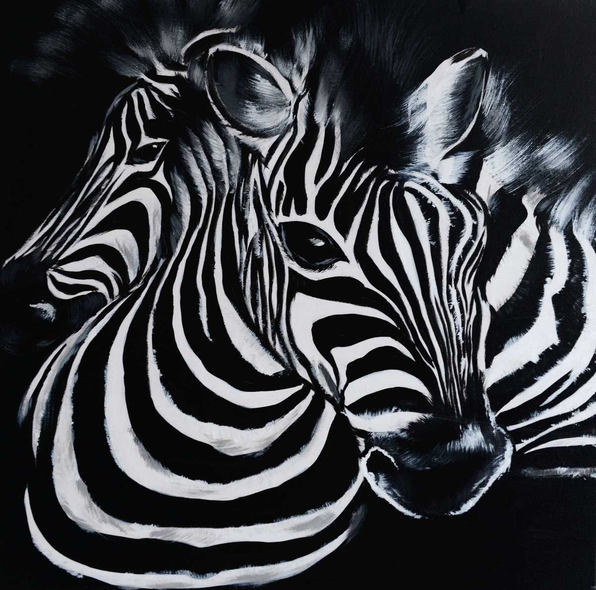 Handgemaltes Ölgemälde (Tiere) - "Zebra 2"