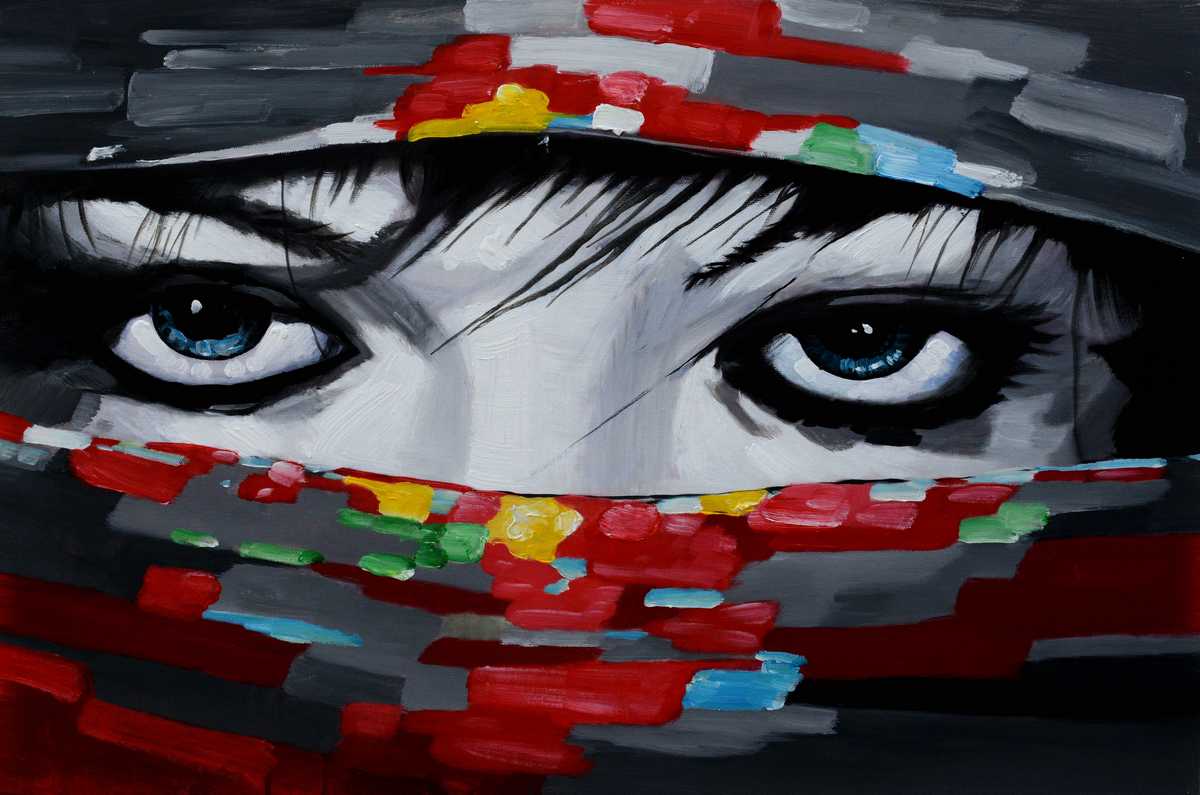 Handgemaltes Ölgemälde (Portraits) - "Eyes" (ohne Rahmen)