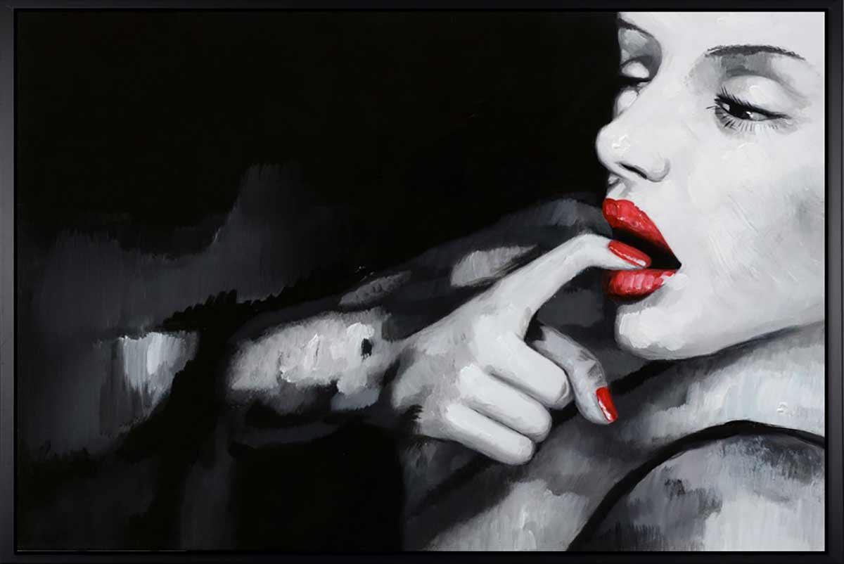 Handgemaltes Ölgemälde (Portraits) - "Marilyn 3" (mit schwarzem Rahmen)
