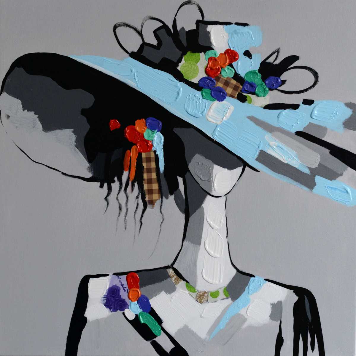 Handgemaltes Ölgemälde (Portraits) - "Lady in Hat" (ohne Rahmen)