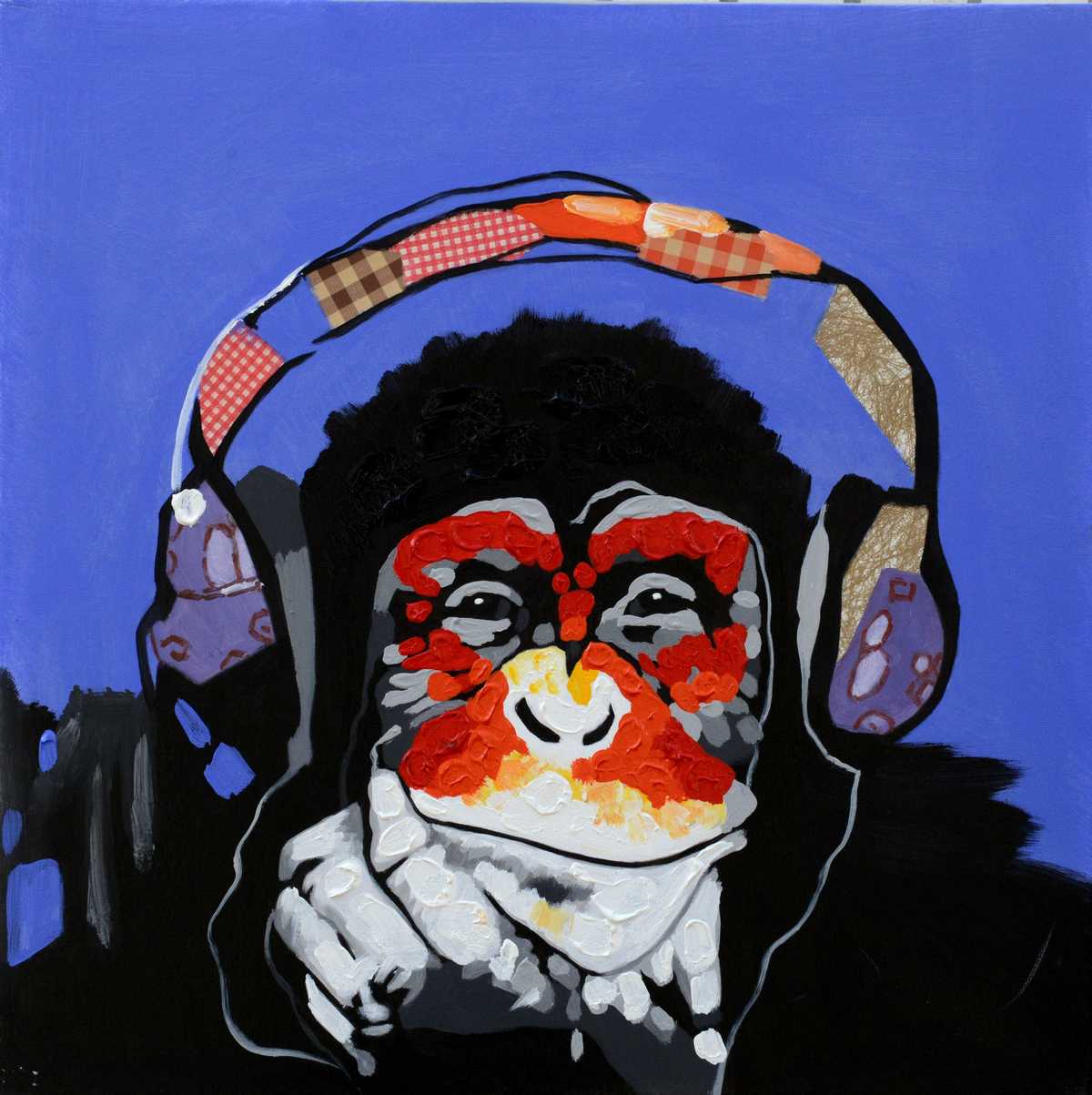 Handgemaltes Ölgemälde (Allgemein) - "Monkey Music" (ohne Rahmen)