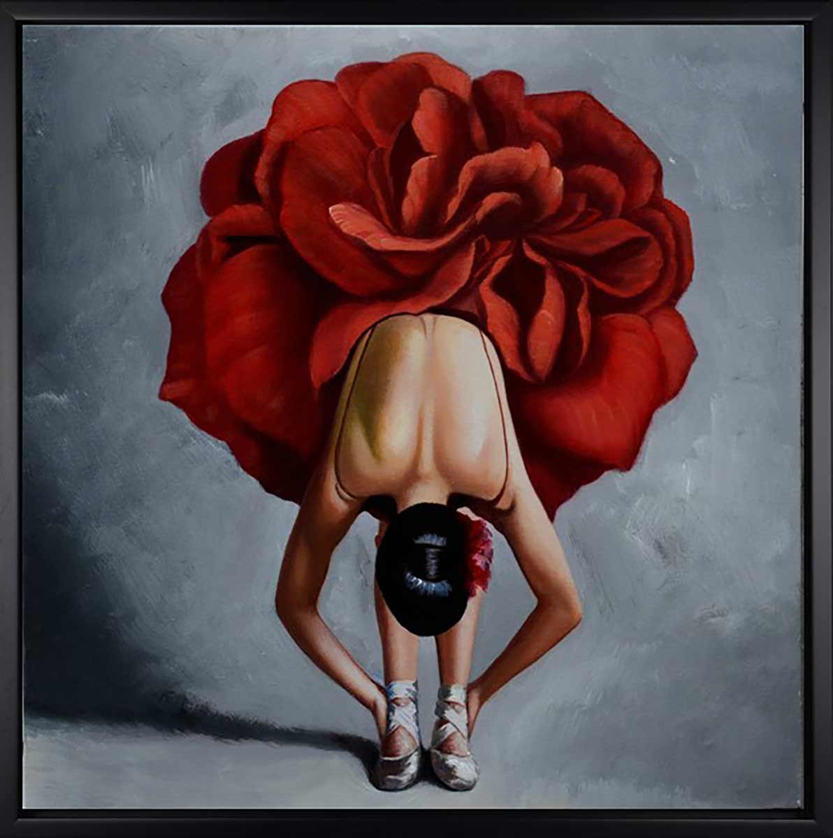 Handgemaltes Ölgemälde (Portraits) - "Ballet Bow" (mit schwarzem Rahmen)