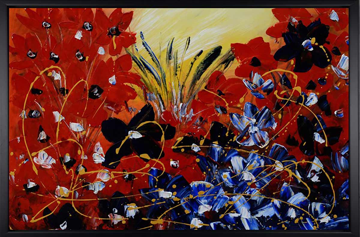 Handgemaltes Ölgemälde (Natur-Schönheiten) - "Nature’s Splash" (mit schwarzem Rahmen)