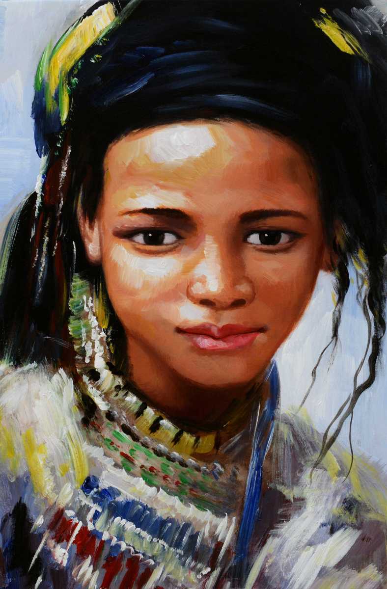 Handgemaltes Ölgemälde (Portraits) - "African Girl"