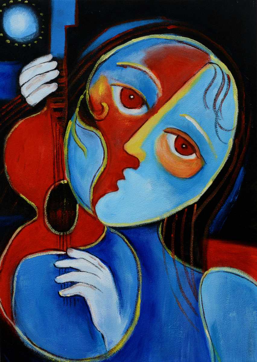 Handgemaltes Ölgemälde (Portraits) - "Moonlight Lady 1"