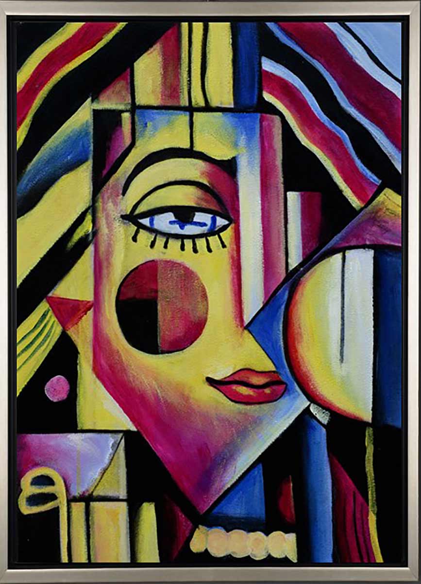 Handgemaltes Ölgemälde (Portraits) - "Me in a Maze" (mit silbernem Rahmen)