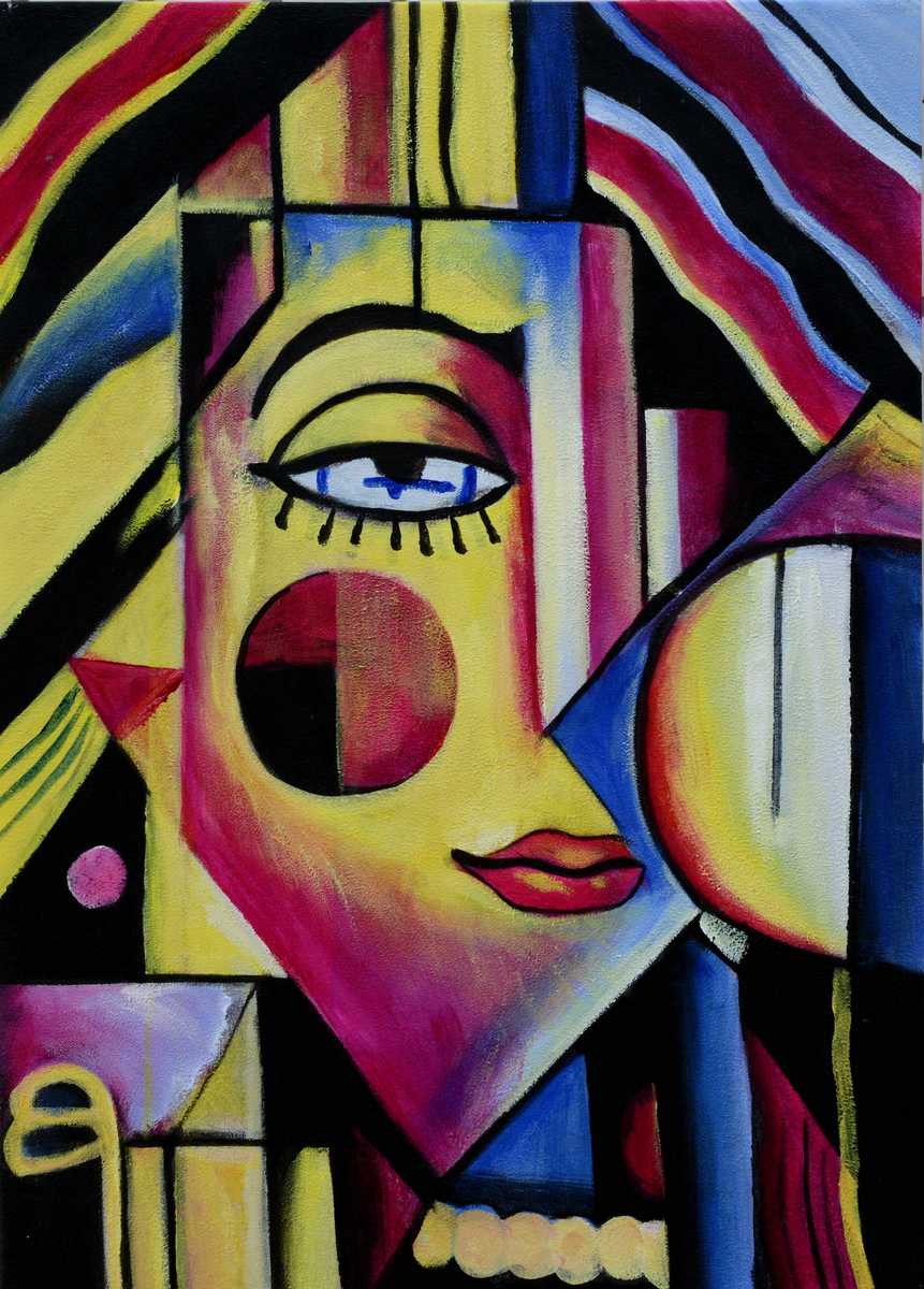 Handgemaltes Ölgemälde (Portraits) - "Me in a Maze" (ohne Rahmen)
