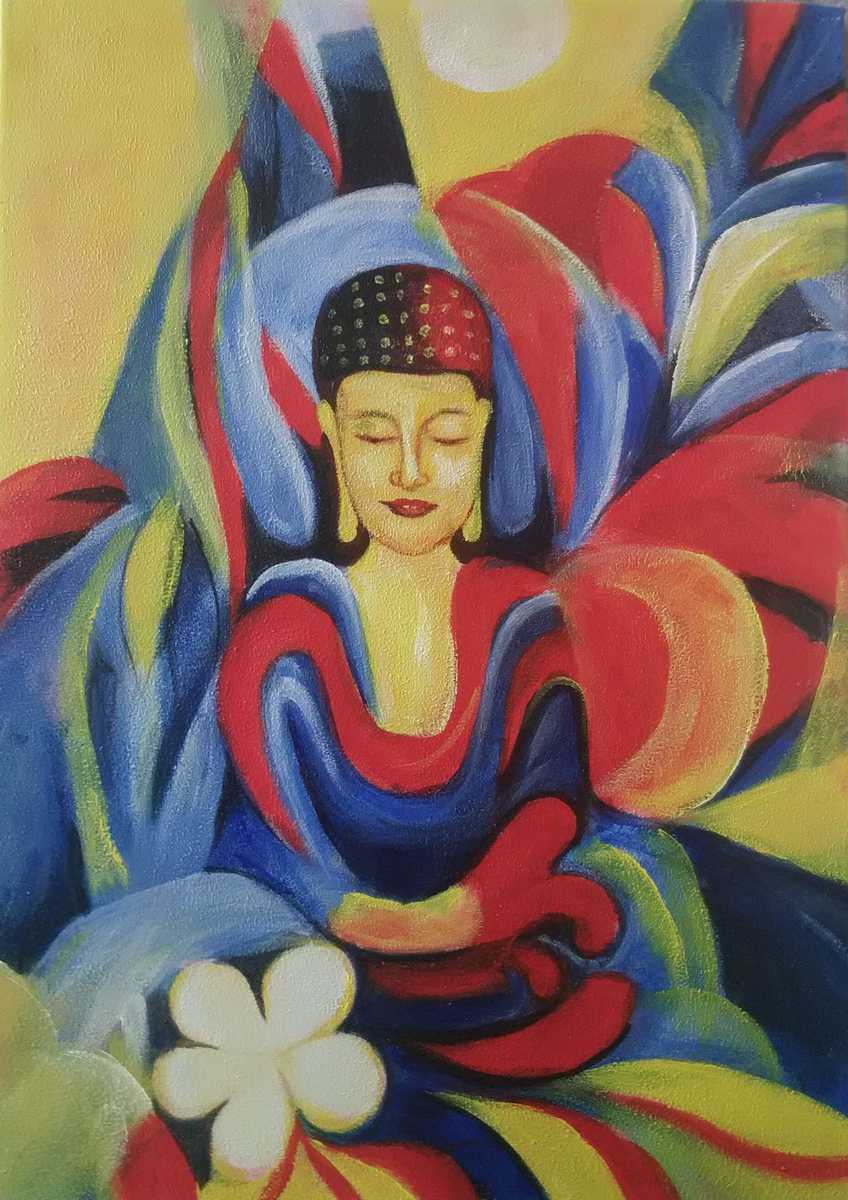 Handgemaltes Ölgemälde (Portraits) - "Buddha 1"