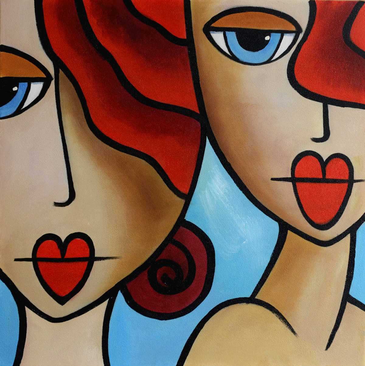 Handgemaltes Ölgemälde (Portraits) - "Close Friends 2"