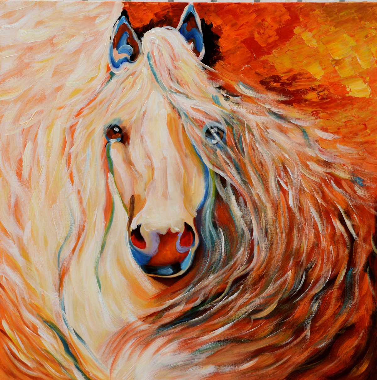 Handgemaltes Ölgemälde (Tiere) - "Magnificent Horse"