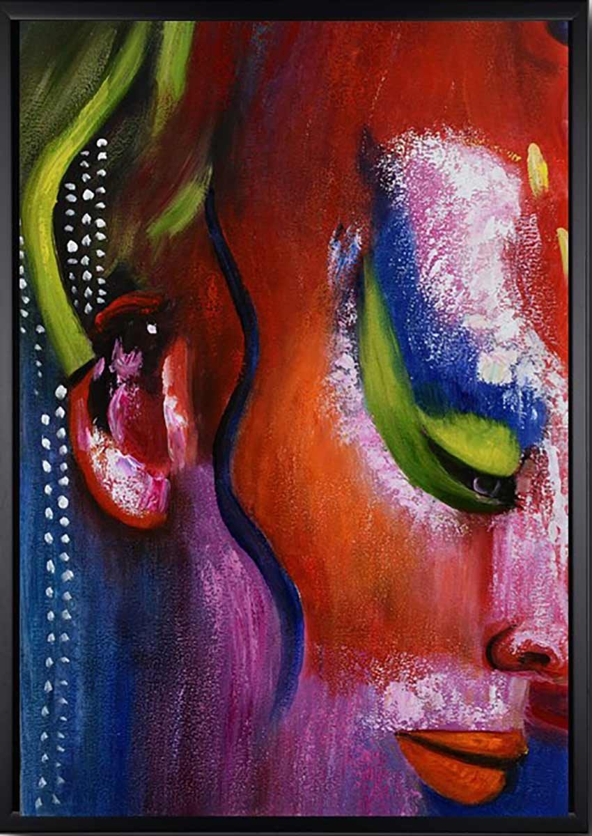 Handgemaltes Ölgemälde (Portraits) - "Surreal" (mit schwarzem Rahmen)