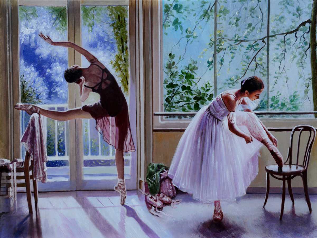 Handgemaltes Ölgemälde (Portraits) - "Ballet Time 3"