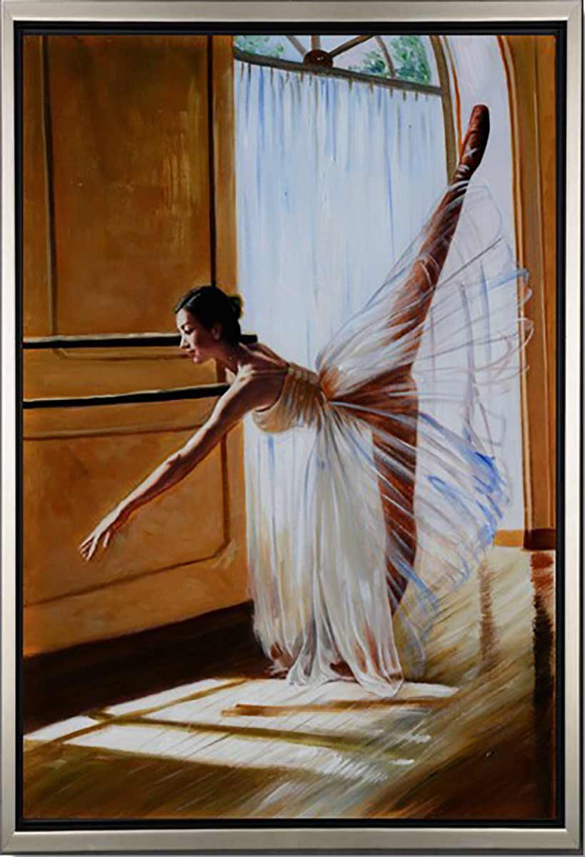 Handgemaltes Ölgemälde (Portraits) - "Ballet Time 1" (mit silbernem Rahmen)