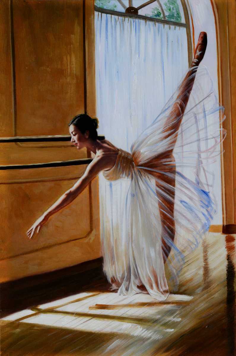 Handgemaltes Ölgemälde (Portraits) - "Ballet Time 1"