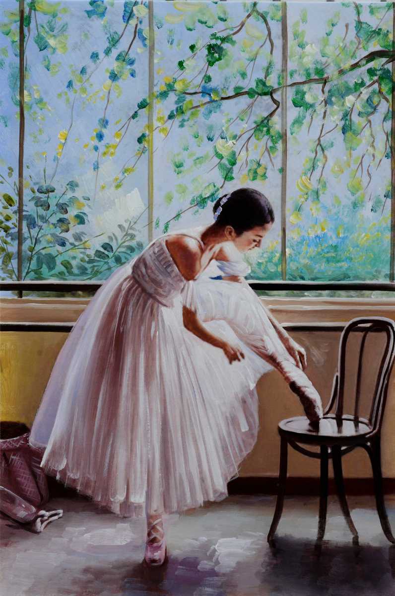 Handgemaltes Ölgemälde (Portraits) - "Ballet Time 2"