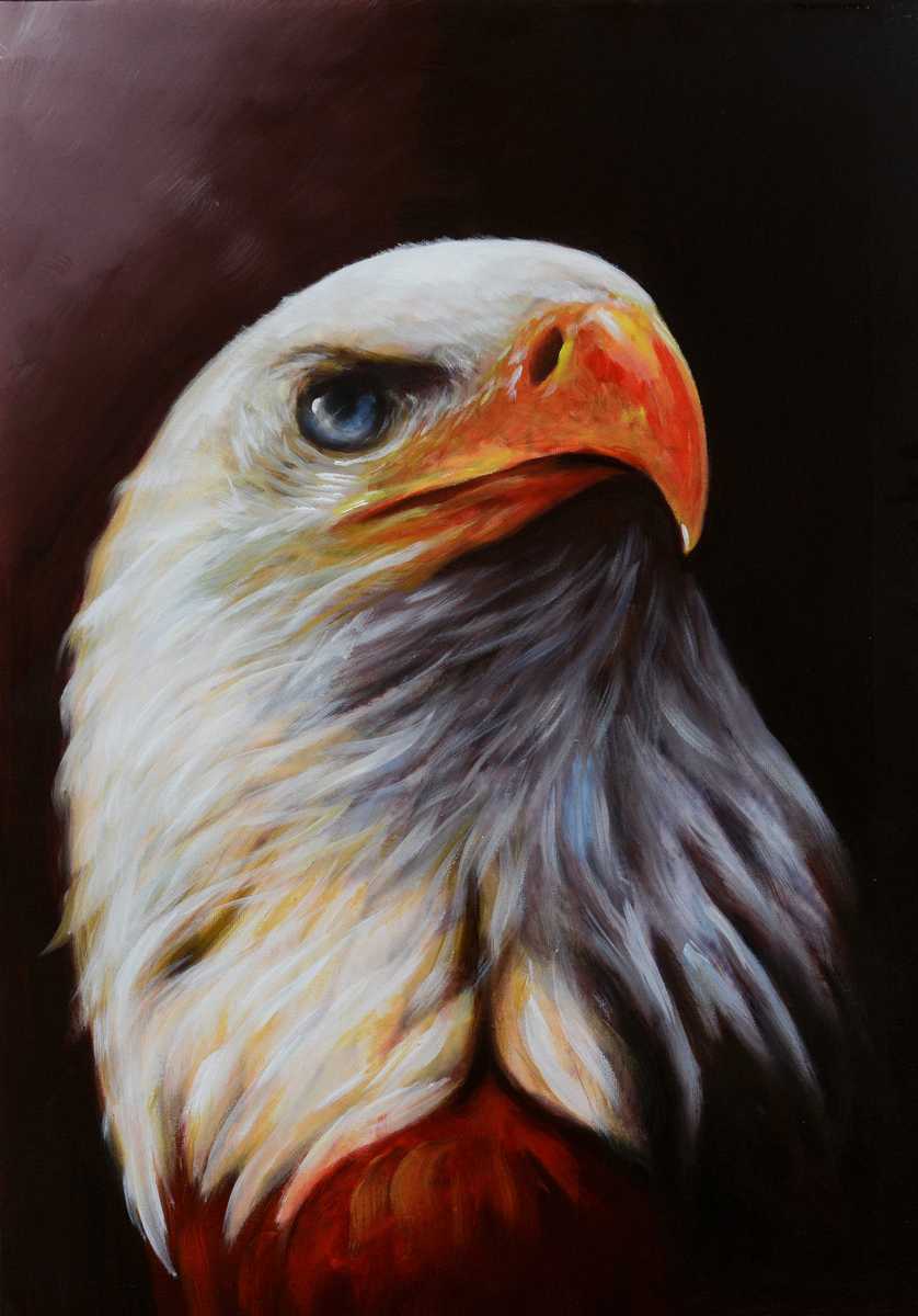 Handgemaltes Ölgemälde (Tiere) - "Proud Eagle"