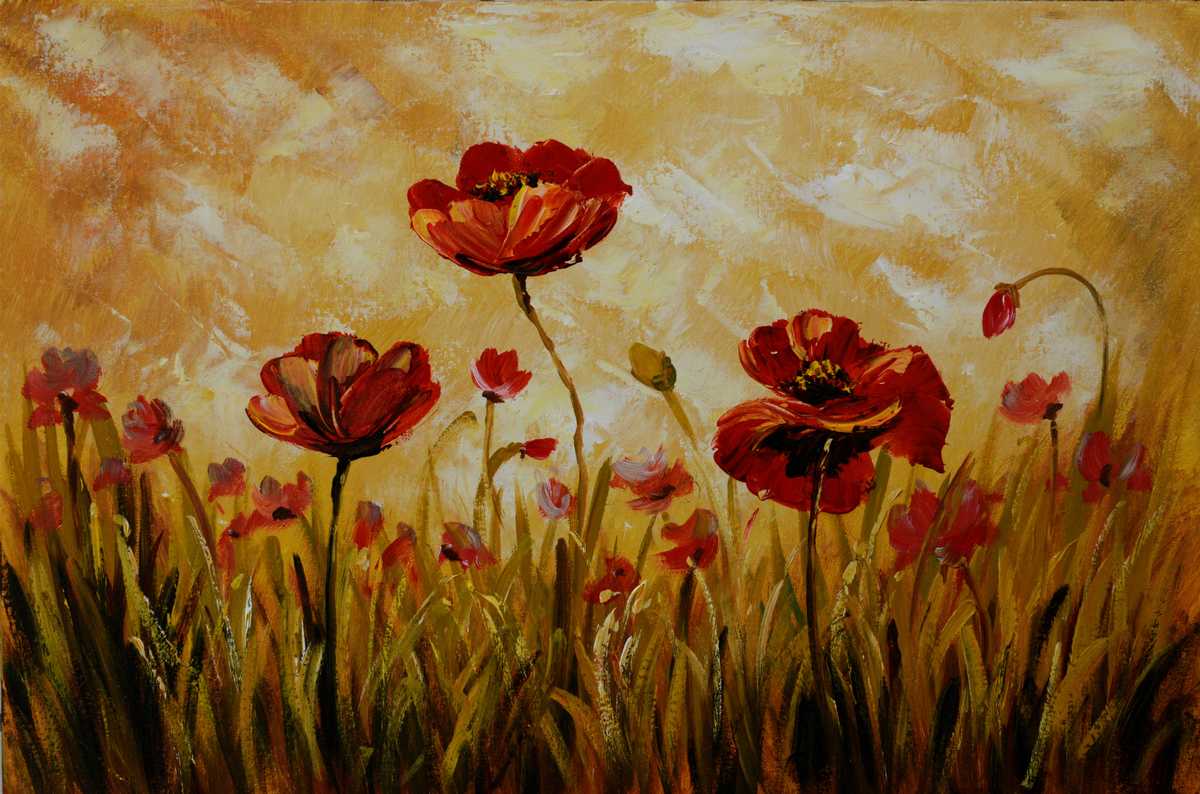 Handgemaltes Ölgemälde (Natur-Schönheiten) - "Tulips in Sunshine 3"
