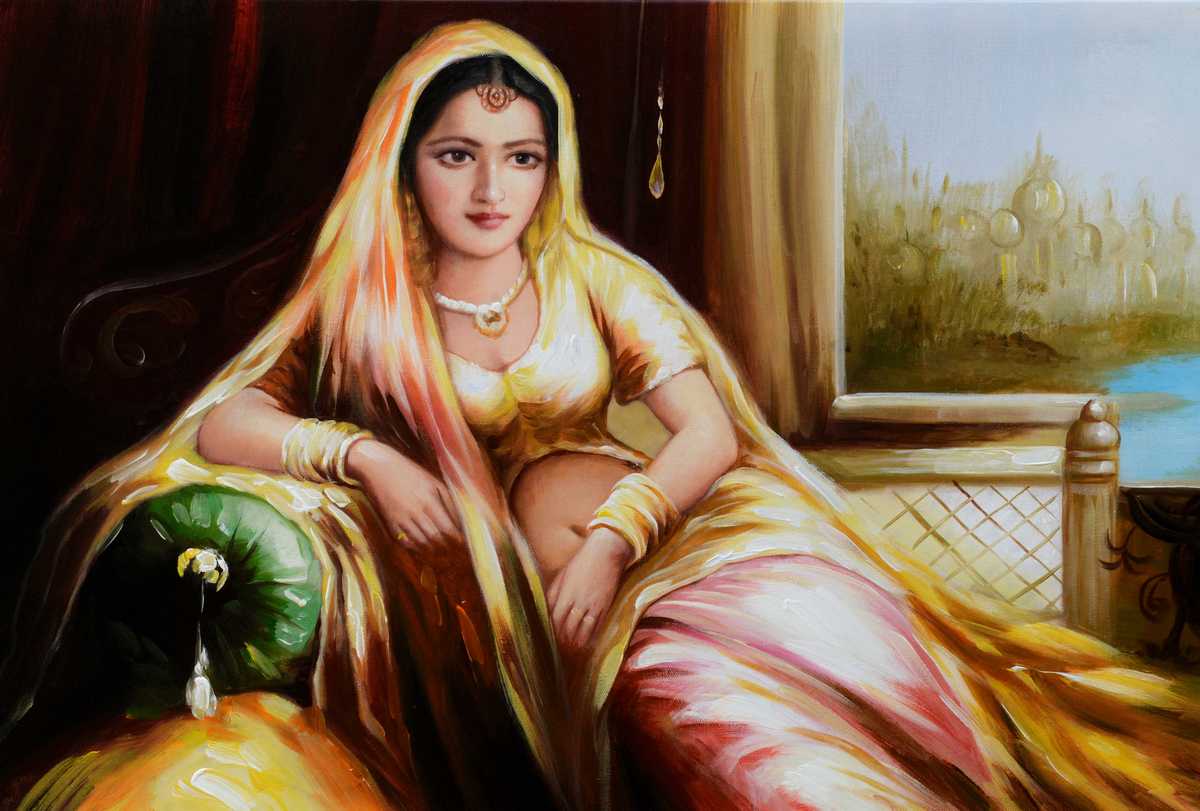 Handgemaltes Ölgemälde (Portraits) - "Indian Maharani"