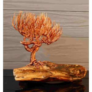 Kunst-Skulptur - Spine - Drahtbaum auf Holz - feuriger Blickfang für Ihr Zuhause - handgefertigtes Unikat Kunst-Skulptur - Spine - Drahtbaum auf Holz - feuriger Blickfang für Ihr Zuhause - handgefertigtes Unikat