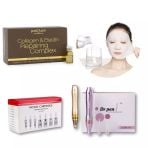 Professionelles Mesotherapie Gesichtspflege Set mit Dr. Pen Dermapen - in Farben Gold od. Violett und Repair-Kur Ampullen
