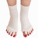 Zehentrenner-Socken zur Entlastung bei Zehen- und Fussschmerzen (ideal nachts anzuwenden) - Schwarz, Rosa od. Weiss Zehentrenner-Socken zur Entlastung bei Zehen- und Fussschmerzen (ideal nachts anzuwenden) - Schwarz, Rosa od. Weiss