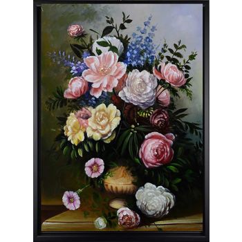 Vase Bouquet 1 - Natur-Schönheiten Handgemaltes Ölgemälde mit schwarzem Rahmen Vase Bouquet 1 - Natur-Schönheiten Handgemaltes Ölgemälde mit schwarzem Rahmen