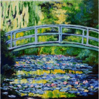 Bridge over flowered Waters - Landschaften Handgemaltes Ölgemälde Bridge over flowered Waters - Landschaften Handgemaltes Ölgemälde