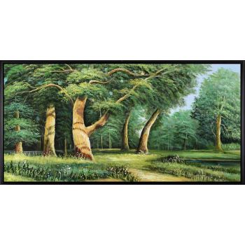 Green Forest - Landschaften Handgemaltes Ölgemälde mit schwarzem Rahmen Green Forest - Landschaften Handgemaltes Ölgemälde mit schwarzem Rahmen
