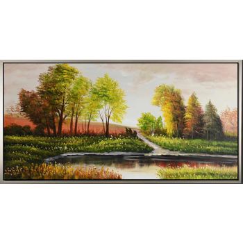 Serene - Landschaften Handgemaltes Ölgemälde mit silbernem Rahmen Serene - Landschaften Handgemaltes Ölgemälde mit silbernem Rahmen
