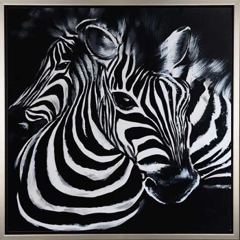 Zebra 2 - Tiere Handgemaltes Ölgemälde mit silbernem Rahmen Zebra 2 - Tiere Handgemaltes Ölgemälde mit silbernem Rahmen