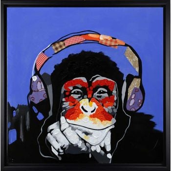 Monkey Music - Allgemein Handgemaltes Ölgemälde mit schwarzem Rahmen Monkey Music - Allgemein Handgemaltes Ölgemälde mit schwarzem Rahmen