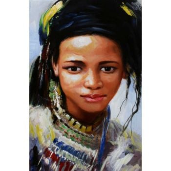 African Girl - Portraits Handgemaltes Ölgemälde ohne Rahmen