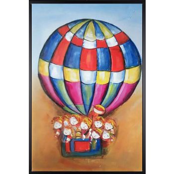 Up and Away - Allgemein Handgemaltes Ölgemälde mit schwarzem Rahmen