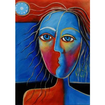 Moonlight Lady 2 - Portraits Handgemaltes Ölgemälde ohne Rahmen Moonlight Lady 2 - Portraits Handgemaltes Ölgemälde ohne Rahmen