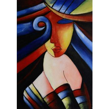 Blue Lady - Portraits Handgemaltes Ölgemälde