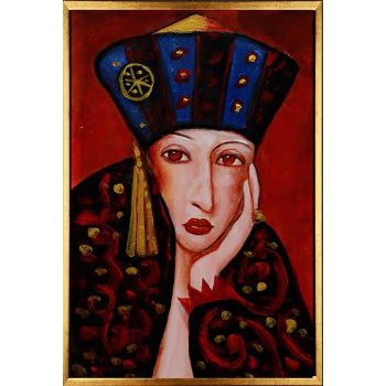 Lady in Court 1 - Portraits Handgemaltes Ölgemälde mit goldenem Rahmen