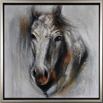 Horse - Tiere Handgemaltes Ölgemälde mit silbernem Rahmen Horse - Tiere Handgemaltes Ölgemälde mit silbernem Rahmen